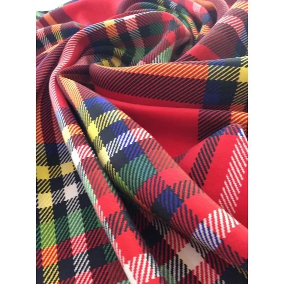 DUNEDIN Red Plaids & Checks Silk Scarf 31"/31,5" EX COND - Picture 5 of 8